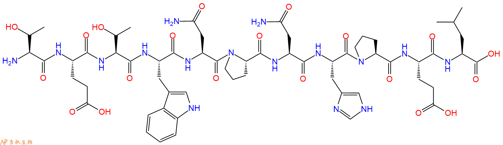 专肽生物产品H2N-Thr-Glu-Thr-Trp-Asn-Pro-Asn-His-Pro-Glu-Leu-COOH