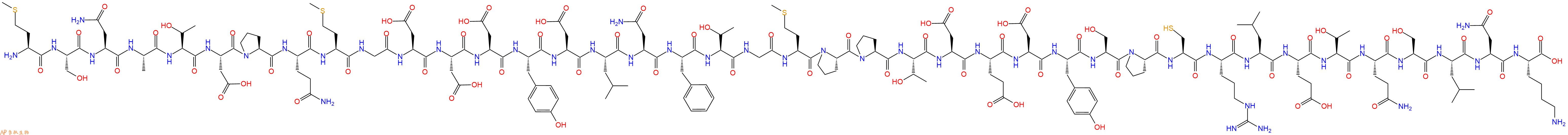 专肽生物产品H2N-Met-Ser-Asn-Ala-Thr-Asp-Pro-Gln-Met-Gly-Asp-Asp-Asp-Tyr-Asp-Leu-Asn-Phe-Thr-Gly-Met-Pro-Pro-Thr-Asp-Glu-Asp-Tyr-Ser-Pro-Cys-Arg-Leu-Glu-Thr-Gln-Ser-Leu-Asn-Lys-COOH
