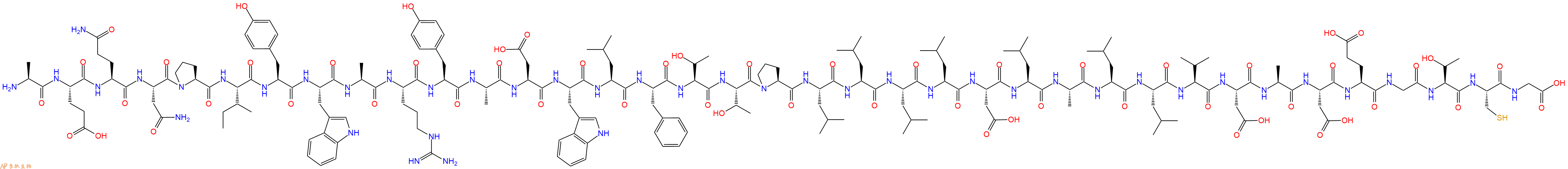 专肽生物产品H2N-Ala-Glu-Gln-Asn-Pro-Ile-Tyr-Trp-Ala-Arg-Tyr-Ala-Asp-Trp-Leu-Phe-Thr-Thr-Pro-Leu-Leu-Leu-Leu-Asp-Leu-Ala-Leu-Leu-Val-Asp-Ala-Asp-Glu-Gly-Thr-Cys-Gly-COOH