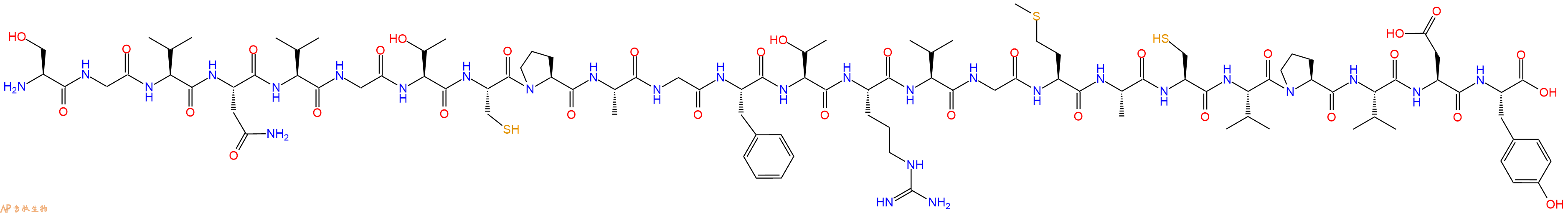 专肽生物产品H2N-Ser-Gly-Val-Asn-Val-Gly-Thr-Cys-Pro-Ala-Gly-Phe-Thr-Arg-Val-Gly-Met-Ala-Cys-Val-Pro-Val-Asp-Tyr-COOH
