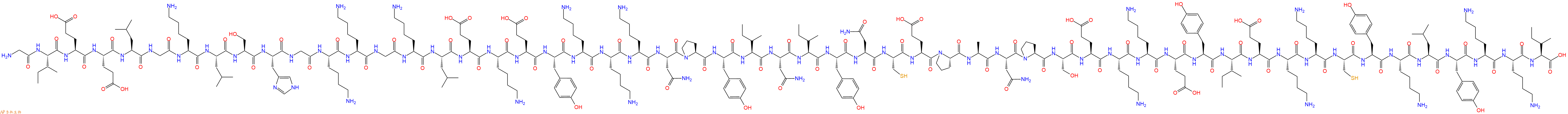 专肽生物产品H2N-Gly-Ile-Glu-Glu-Leu-Gly-Lys-Leu-Ser-His-Gly-Lys-Lys-Gly-Lys-Leu-Glu-Lys-Glu-Tyr-Lys-Lys-Lys-Asn-Pro-Tyr-Ile-Asn-Ile-Tyr-Asn-Cys-Glu-Pro-Ala-Asn-Pro-Ser-Glu-Lys-Lys-Glu-Tyr-Ile-Glu-Lys-Lys-Cys-Tyr-Lys-Leu-Tyr-Lys-Lys-Ile-COOH