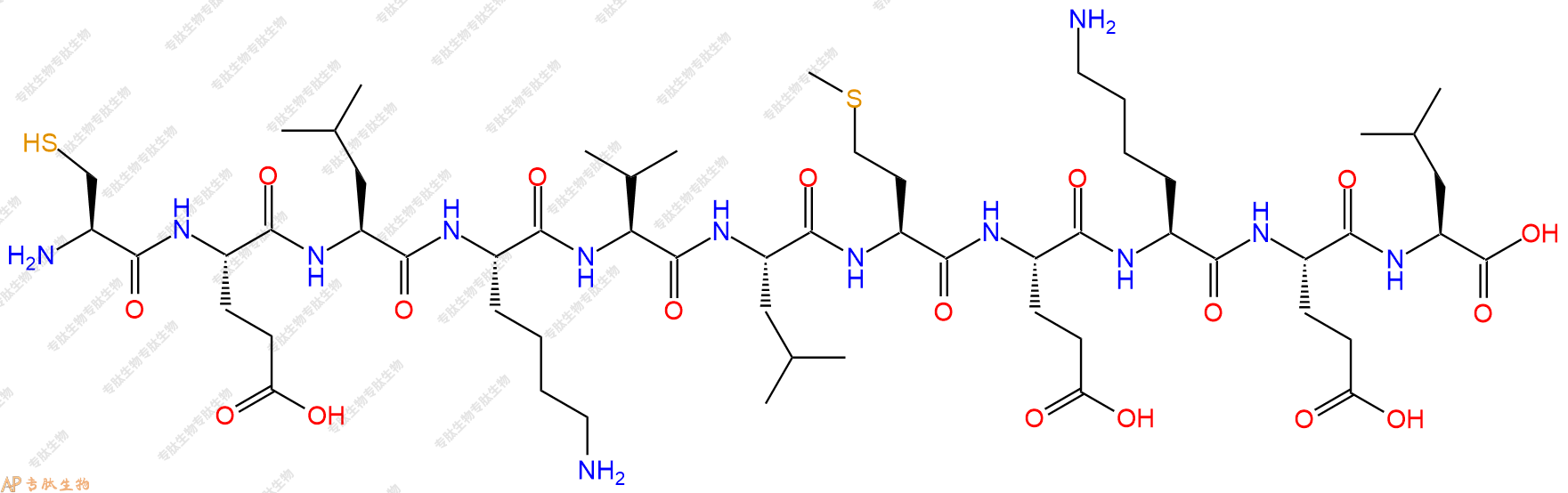 专肽生物产品H2N-Cys-Glu-Leu-Lys-Val-Leu-Met-Glu-Lys-Glu-Leu-COOH