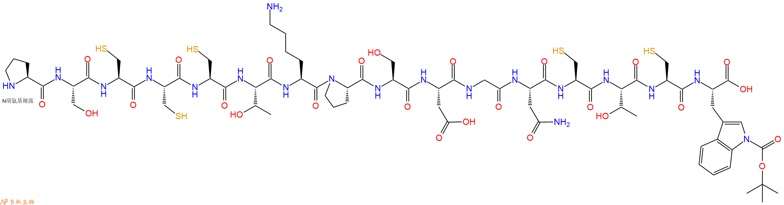 专肽生物产品H2N-Pro-Ser-Cys-Cys-Cys-Thr-Lys-Pro-Ser-Asp-Gly-Asn-Cys-Thr-Cys-Trp(Boc)-COOH