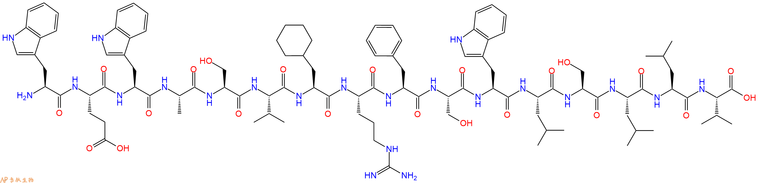 专肽生物产品H2N-Trp-Glu-Trp-Ala-Ser-Val-Cha-Arg-Phe-Ser-Trp-Leu-Ser-Leu-Leu-Val-COOH
