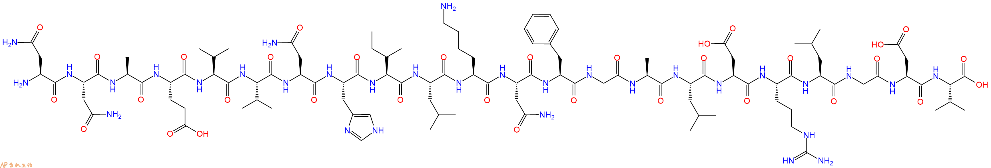 专肽生物产品H2N-Asn-Asn-Ala-Glu-Val-Val-Asn-His-Ile-Leu-Lys-Asn-Phe-Gly-Ala-Leu-Asp-Arg-Leu-Gly-Asp-Val-COOH