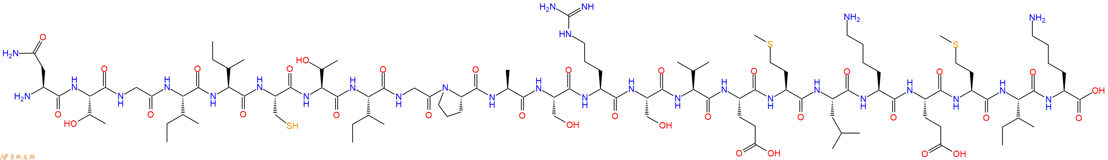 专肽生物产品H2N-Asn-Thr-Gly-Ile-Ile-Cys-Thr-Ile-Gly-Pro-Ala-Ser-Arg-Ser-Val-Glu-Met-Leu-Lys-Glu-Met-Ile-Lys-COOH