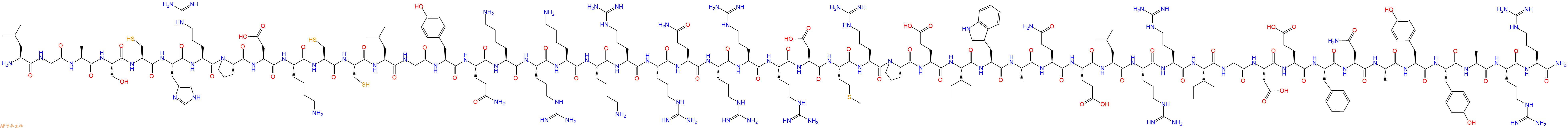 专肽生物产品H2N-Leu-Gly-Ala-Ser-Cys-His-Arg-Pro-Asp-Lys-Cys-Cys-Leu-Gly-Tyr-Gln-Lys-Arg-Lys-Lys-Arg-Arg-Gln-Arg-Arg-Arg-Asp-Met-Arg-Pro-Glu-Ile-Trp-Ala-Gln-Glu-Leu-Arg-Arg-Ile-Gly-Asp-Glu-Phe-Asn-Ala-Tyr-Tyr-Ala-Arg-Arg-NH2