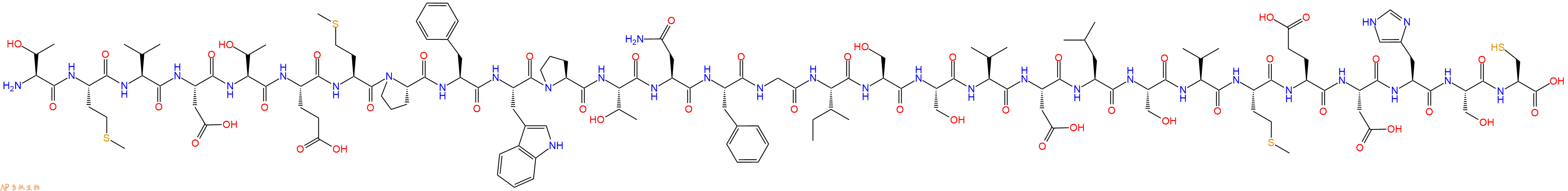 专肽生物产品H2N-Thr-Met-Val-Asp-Thr-Glu-Met-Pro-Phe-Trp-Pro-Thr-Asn-Phe-Gly-Ile-Ser-Ser-Val-Asp-Leu-Ser-Val-Met-Glu-Asp-His-Ser-Cys-COOH