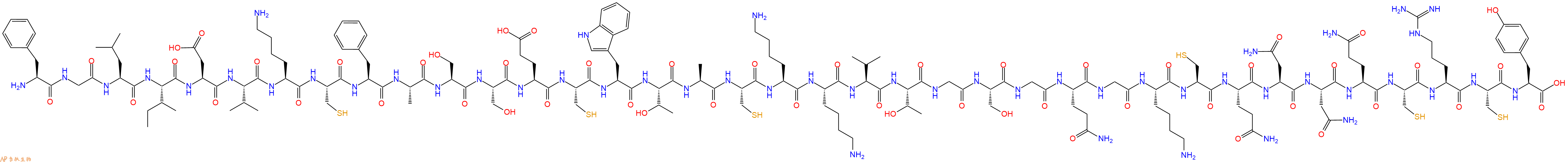 专肽生物产品H2N-Phe-Gly-Leu-Ile-Asp-Val-Lys-Cys-Phe-Ala-Ser-Ser-Glu-Cys-Trp-Thr-Ala-Cys-Lys-Lys-Val-Thr-Gly-Ser-Gly-Gln-Gly-Lys-Cys-Gln-Asn-Asn-Gln-Cys-Arg-Cys-Tyr-COOH