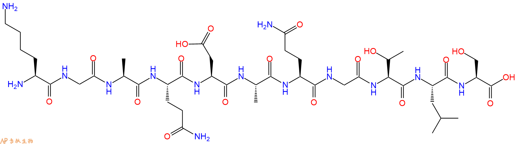专肽生物产品H2N-Lys-Gly-Ala-Gln-Asp-Ala-Gln-Gly-Thr-Leu-Ser-COOH