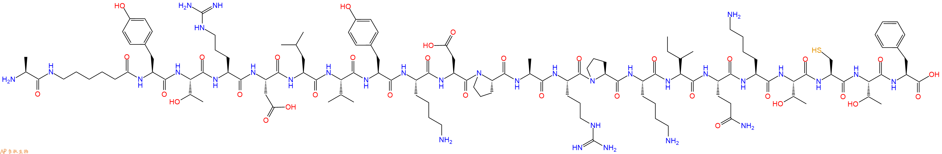 专肽生物产品H2N-Ala-Ahx-Tyr-Thr-Arg-Asp-Leu-Val-Tyr-Lys-Asp-Pro-Ala-Arg-Pro-Lys-Ile-Gln-Lys-Thr-Cys-Thr-Phe-COOH