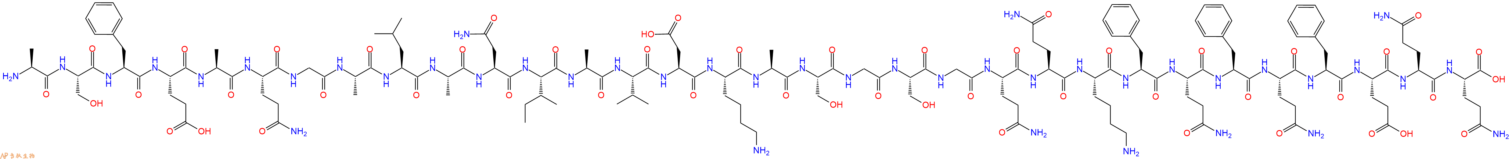 专肽生物产品H2N-Ala-Ser-Phe-Glu-Ala-Gln-Gly-Ala-Leu-Ala-Asn-Ile-Ala-Val-Asp-Lys-Ala-Ser-Gly-Ser-Gly-Gln-Gln-Lys-Phe-Gln-Phe-Gln-Phe-Glu-Gln-Gln-COOH