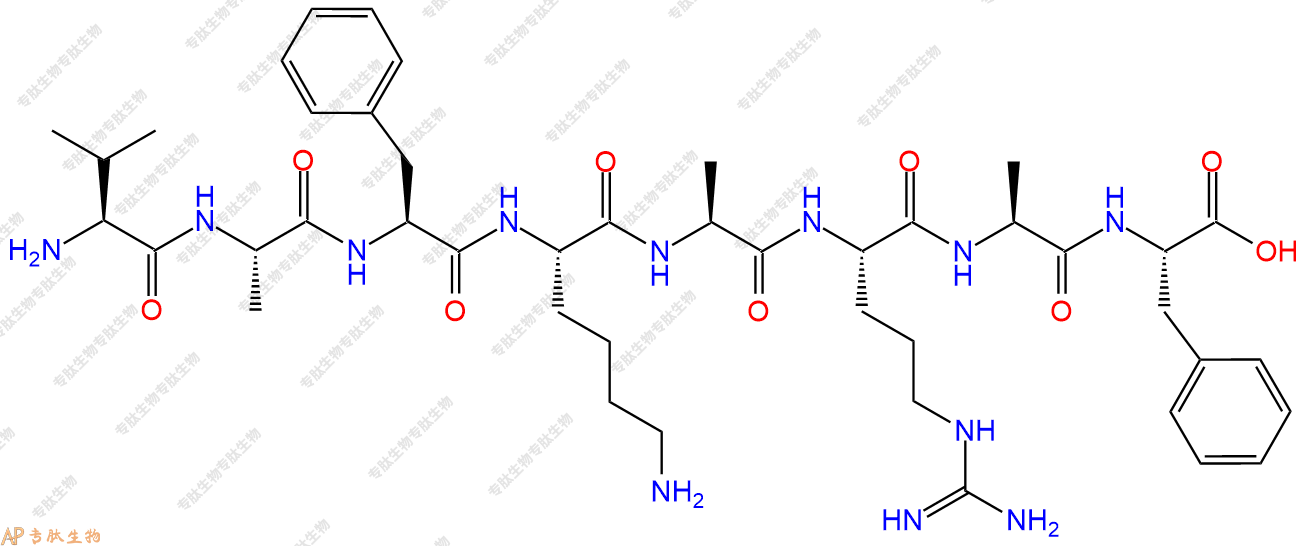 专肽生物产品H2N-Val-Ala-Phe-Lys-Ala-Arg-Ala-Phe-COOH