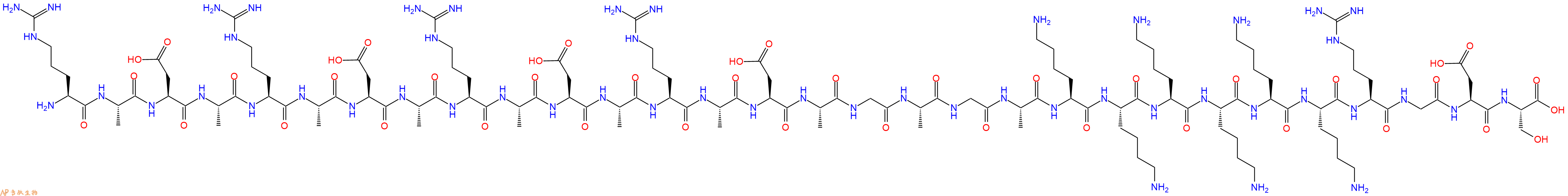专肽生物产品H2N-Arg-Ala-Asp-Ala-Arg-Ala-Asp-Ala-Arg-Ala-Asp-Ala-Arg-Ala-Asp-Ala-Gly-Ala-Gly-Ala-Lys-Lys-Lys-Lys-Lys-Lys-Arg-Gly-Asp-Ser-COOH