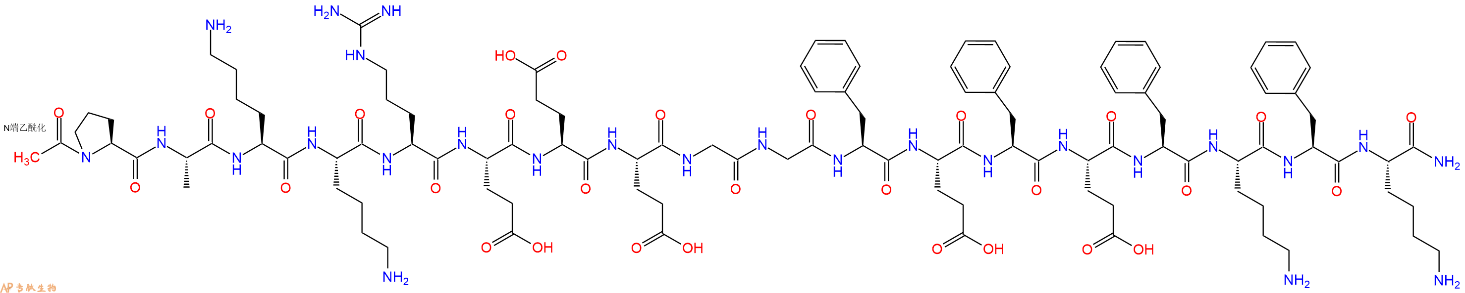 专肽生物产品Ac-Pro-Ala-Lys-Lys-Arg-Glu-Glu-Glu-Gly-Gly-Phe-Glu-Phe-Glu-Phe-Lys-Phe-Lys-NH2