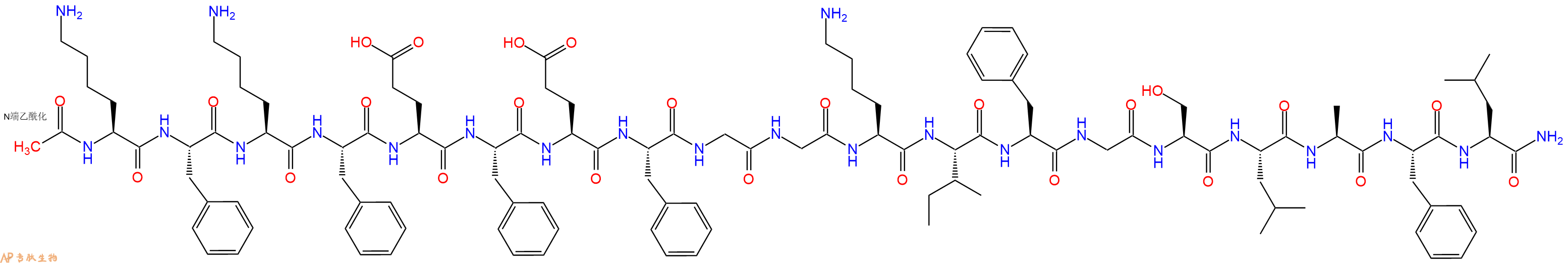 专肽生物产品Ac-Lys-Phe-Lys-Phe-Glu-Phe-Glu-Phe-Gly-Gly-Lys-Ile-Phe-Gly-Ser-Leu-Ala-Phe-Leu-NH2