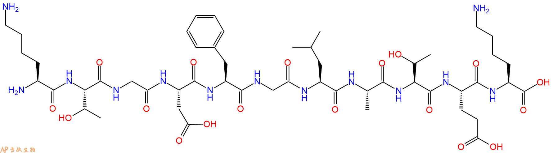 专肽生物产品H2N-Lys-Thr-Gly-Asp-Phe-Gly-Leu-Ala-Thr-Glu-Lys-COOH