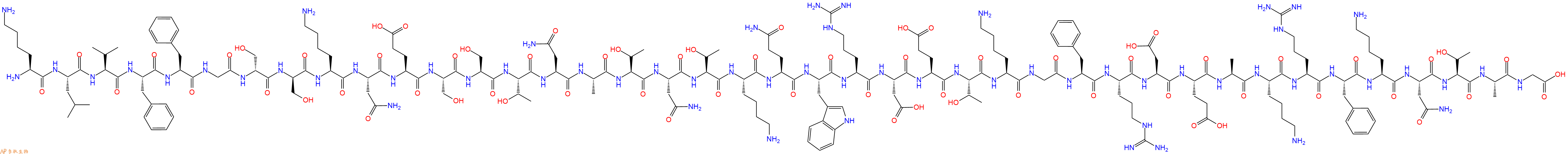 专肽生物产品H2N-Lys-Leu-Val-Phe-Phe-Gly-DSer-DSer-Lys-Asn-Glu-Ser-Ser-Thr-Asn-Ala-Thr-Asn-Thr-Lys-Gln-Trp-Arg-Asp-Glu-Thr-Lys-Gly-Phe-Arg-Asp-Glu-Ala-Lys-Arg-Phe-Lys-Asn-Thr-Ala-Gly-COOH