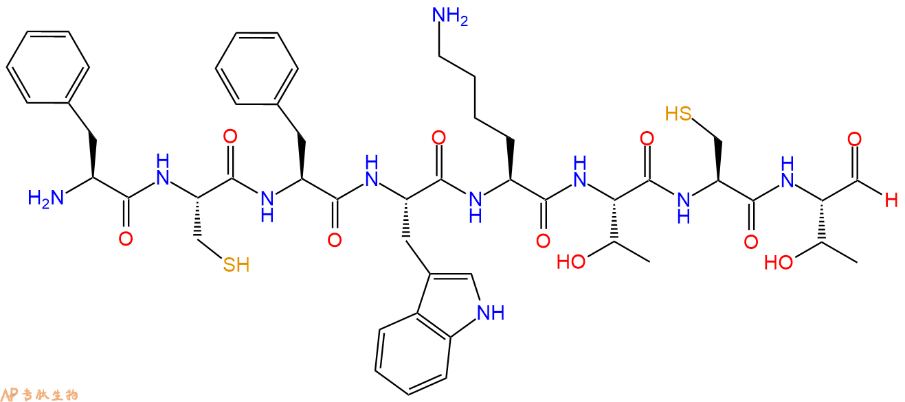 专肽生物产品H2N-Phe-Cys-Phe-Trp-Lys-Thr-Cys-Thr-CHO