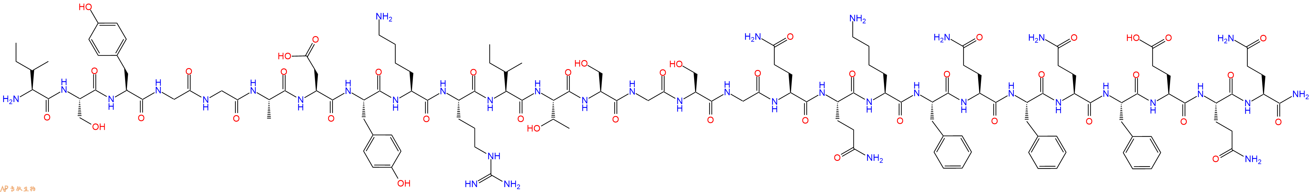 专肽生物产品H2N-Ile-Ser-Tyr-Gly-Gly-Ala-Asp-Tyr-Lys-Arg-Ile-Thr-Ser-Gly-Ser-Gly-Gln-Gln-Lys-Phe-Gln-Phe-Gln-Phe-Glu-Gln-Gln-NH2