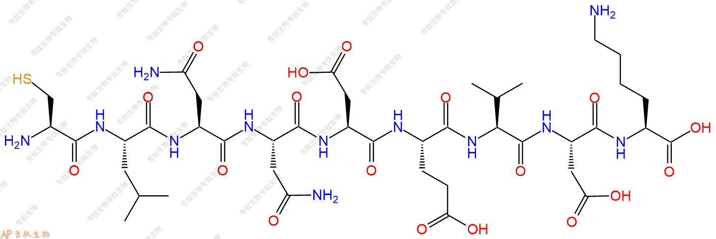 专肽生物产品H2N-Cys-Leu-Asn-Asn-Asp-Glu-Val-Asp-Lys-COOH