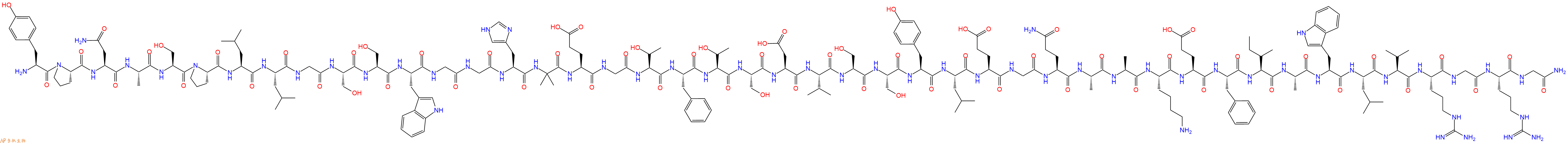 专肽生物产品H2N-Tyr-Pro-Asn-Ala-Ser-Pro-Leu-Leu-Gly-Ser-Ser-Trp-Gly-Gly-His-Aib-Glu-Gly-Thr-Phe-Thr-Ser-Asp-Val-Ser-Ser-Tyr-Leu-Glu-Gly-Gln-Ala-Ala-Lys-Glu-Phe-Ile-Ala-Trp-Leu-Val-Arg-Gly-Arg-Gly-NH2