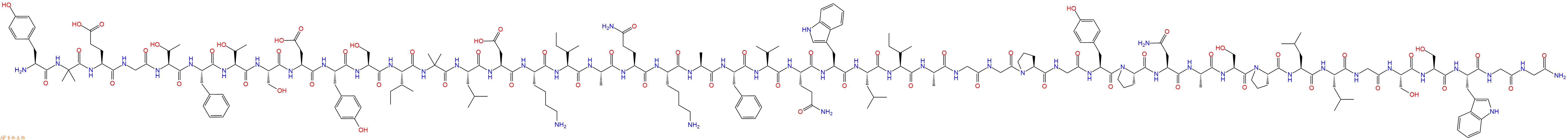 专肽生物产品H2N-Tyr-Aib-Glu-Gly-Thr-Phe-Thr-Ser-Asp-Tyr-Ser-Ile-Aib-Leu-Asp-Lys-Ile-Ala-Gln-Lys-Ala-Phe-Val-Gln-Trp-Leu-Ile-Ala-Gly-Gly-Pro-Gly-Tyr-Pro-Asn-Ala-Ser-Pro-Leu-Leu-Gly-Ser-Ser-Trp-Gly-Gly-NH2