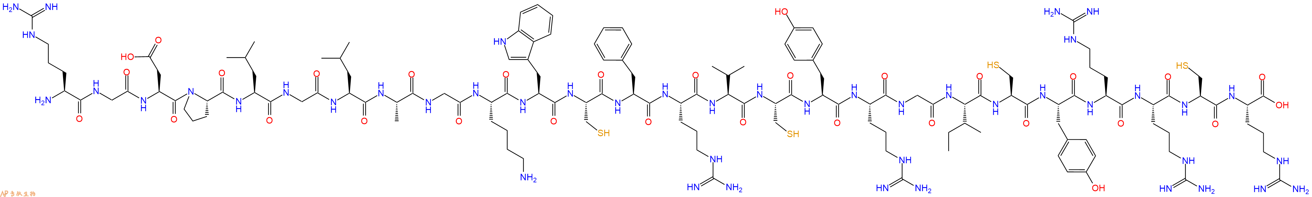 专肽生物产品H2N-Arg-Gly-Asp-Pro-Leu-Gly-Leu-Ala-Gly-Lys-Trp-Cys-Phe-Arg-Val-Cys-Tyr-Arg-Gly-Ile-Cys-Tyr-Arg-Arg-Cys-Arg-COOH