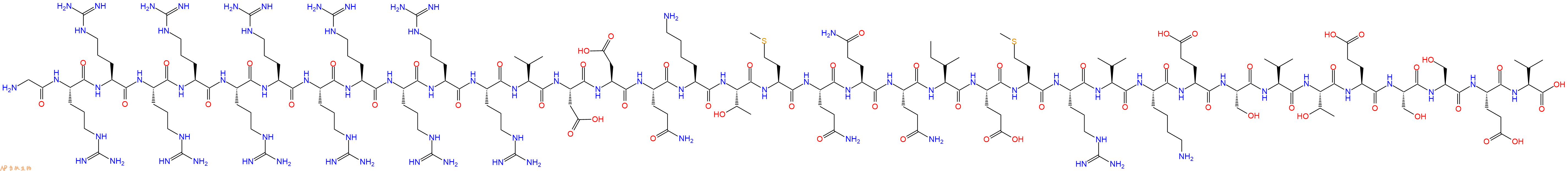 专肽生物产品H2N-Gly-Arg-Arg-Arg-Arg-Arg-Arg-Arg-Arg-Arg-Arg-Arg-Val-Asp-Asp-Gln-Lys-Thr-Met-Gln-Gln-Gln-Ile-Glu-Met-Arg-Val-Lys-Glu-Ser-Val-Thr-Glu-Ser-Ser-Glu-Val-COOH