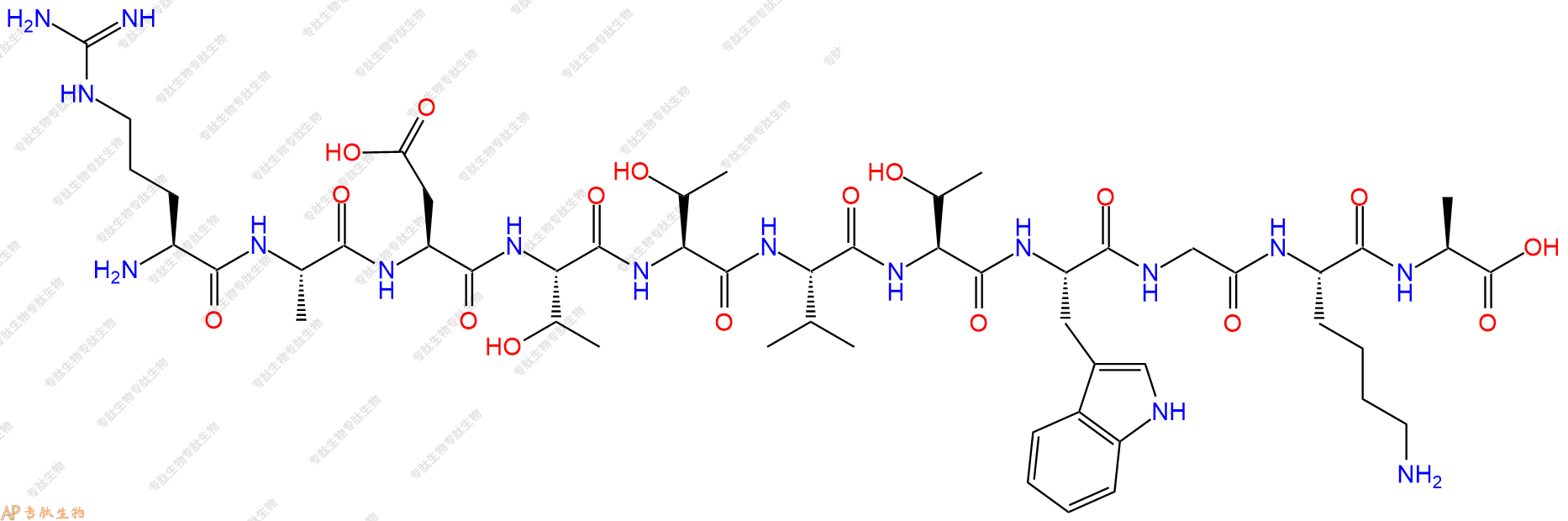 专肽生物产品H2N-Arg-Ala-Asp-Thr-Thr-Val-Thr-Trp-Gly-Lys-Ala-COOH