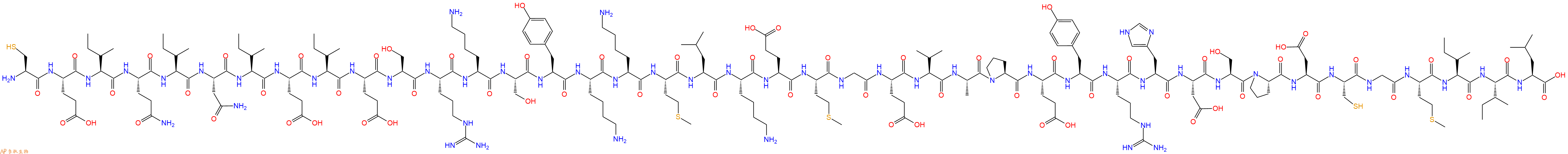 专肽生物产品H2N-Cys-Glu-Ile-Gln-Ile-Asn-Ile-Glu-Ile-Glu-Ser-Arg-Lys-Ser-Tyr-Lys-Lys-Met-Leu-Lys-Glu-Met-Gly-Glu-Val-Ala-Pro-Glu-Tyr-Arg-His-Asp-Ser-Pro-Asp-Cys-Gly-Met-Ile-Ile-Leu-COOH