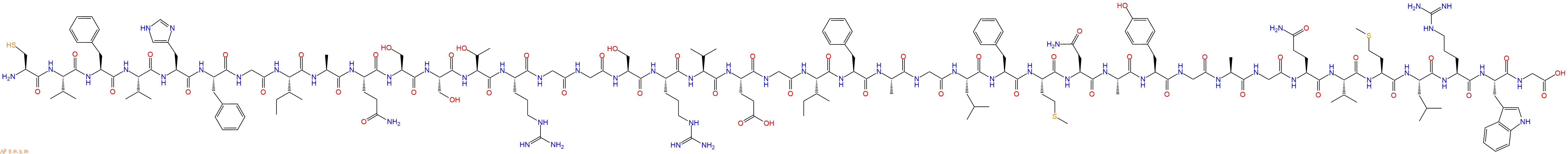 专肽生物产品H2N-Cys-Val-Phe-Val-His-Phe-Gly-Ile-Ala-Gln-Ser-Ser-Thr-Arg-Gly-Gly-Ser-Arg-Val-Glu-Gly-Ile-Phe-Ala-Gly-Leu-Phe-Met-Asn-Ala-Tyr-Gly-Ala-Gly-Gln-Val-Met-Leu-Arg-Trp-Gly-COOH