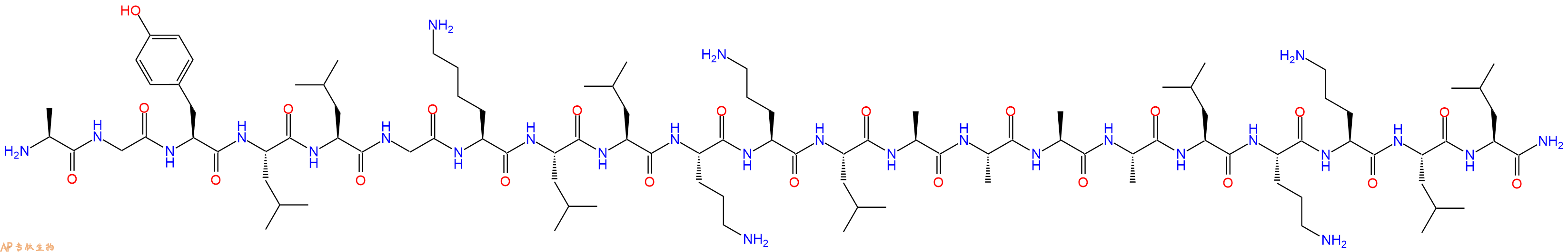 专肽生物产品H2N-Ala-Gly-Tyr-Leu-Leu-Gly-Lys-Leu-Leu-Orn-Orn-Leu-Ala-Ala-Ala-Ala-Leu-Orn-Orn-Leu-Leu-NH2