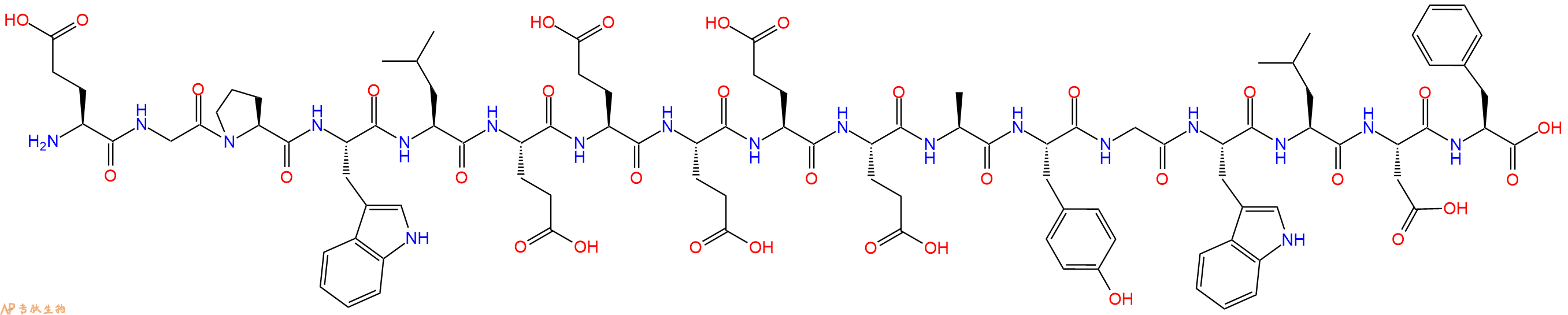 专肽生物产品H2N-Glu-Gly-Pro-Trp-Leu-Glu-Glu-Glu-Glu-Glu-Ala-Tyr-Gly-Trp-Leu-Asp-Phe-COOH