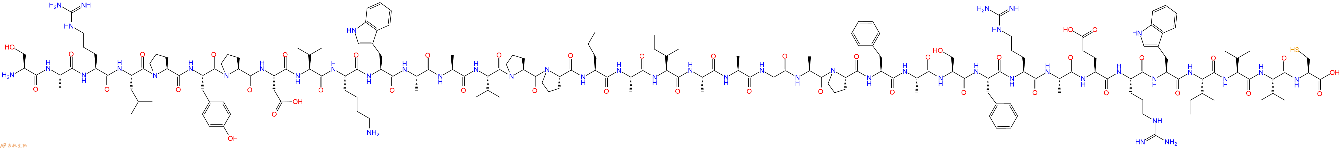 专肽生物产品H2N-Ser-Ala-Arg-Leu-Pro-Tyr-Pro-Asp-Val-Lys-Trp-Ala-Ala-Val-Pro-Pro-Leu-Ala-Ile-Ala-Ala-Gly-Ala-Pro-Phe-Ala-Ser-Phe-Arg-Ala-Glu-Arg-Trp-Ile-Val-Val-Cys-COOH