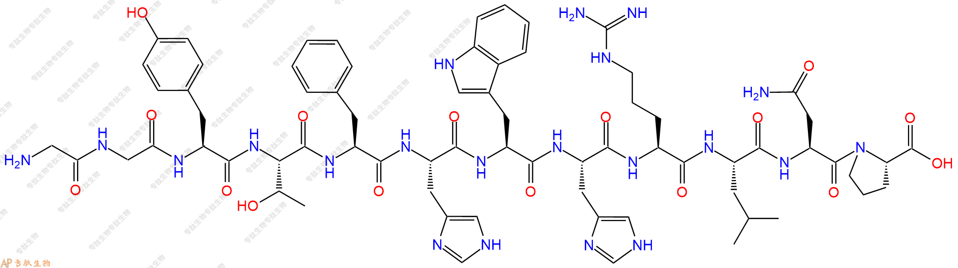 专肽生物产品H2N-Gly-Gly-Tyr-Thr-Phe-His-Trp-His-Arg-Leu-Asn-Pro-COOH