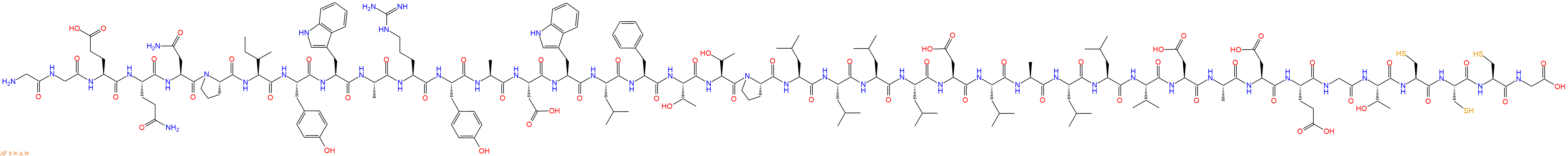 专肽生物产品H2N-Gly-Gly-Glu-Gln-Asn-Pro-Ile-Tyr-Trp-Ala-Arg-Tyr-Ala-Asp-Trp-Leu-Phe-Thr-Thr-Pro-Leu-Leu-Leu-Leu-Asp-Leu-Ala-Leu-Leu-Val-Asp-Ala-Asp-Glu-Gly-Thr-Cys-Cys-Cys-Gly-COOH