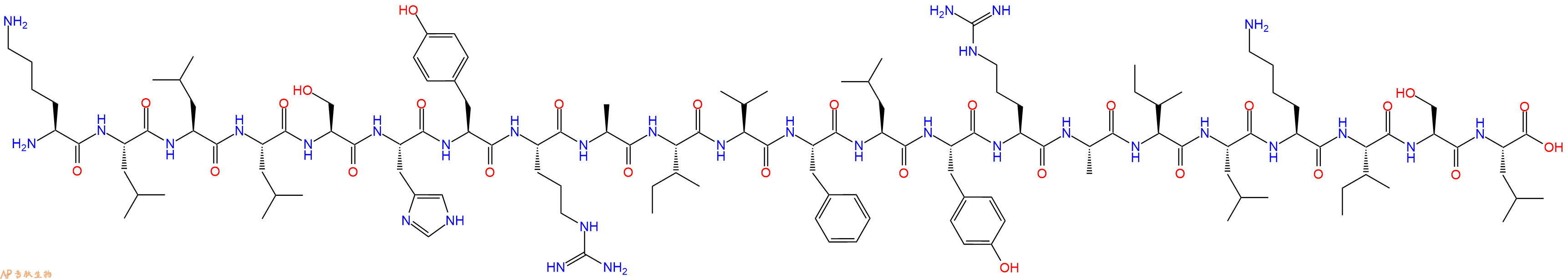 专肽生物产品H2N-Lys-Leu-Leu-Leu-Ser-His-Tyr-Arg-Ala-Ile-Val-Phe-Leu-Tyr-Arg-Ala-Ile-Leu-Lys-Ile-Ser-Leu-COOH