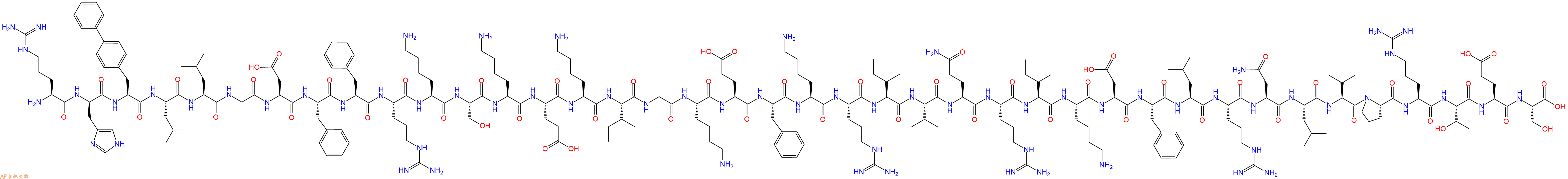 专肽生物产品H2N-Arg-DHis-Bip-Leu-Leu-Gly-Asp-Phe-Phe-Arg-Lys-Ser-Lys-Glu-Lys-Ile-Gly-Lys-Glu-Phe-Lys-Arg-Ile-Val-Gln-Arg-Ile-Lys-Asp-Phe-Leu-Arg-Asn-Leu-Val-Pro-Arg-Thr-Glu-Ser-COOH