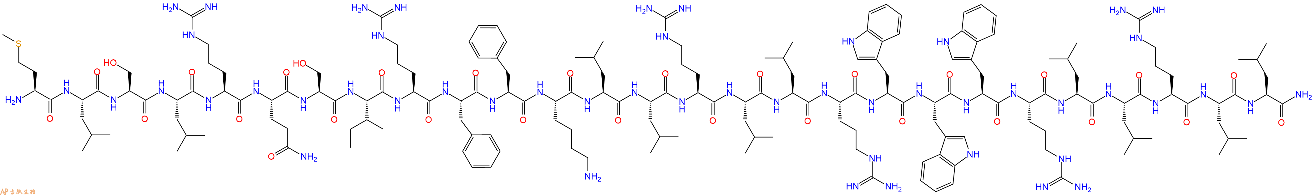 专肽生物产品H2N-Met-Leu-Ser-Leu-Arg-Gln-Ser-Ile-Arg-Phe-Phe-Lys-Leu-Leu-Arg-Leu-Leu-Arg-Trp-Trp-Trp-Arg-Leu-Leu-Arg-Leu-Leu-NH2