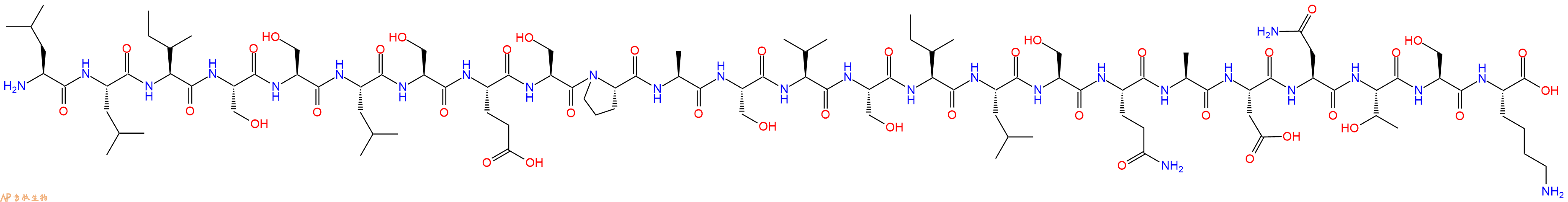 专肽生物产品H2N-Leu-Leu-Ile-Ser-Ser-Leu-Ser-Glu-Ser-Pro-Ala-Ser-Val-Ser-Ile-Leu-Ser-Gln-Ala-Asp-Asn-Thr-Ser-Lys-COOH