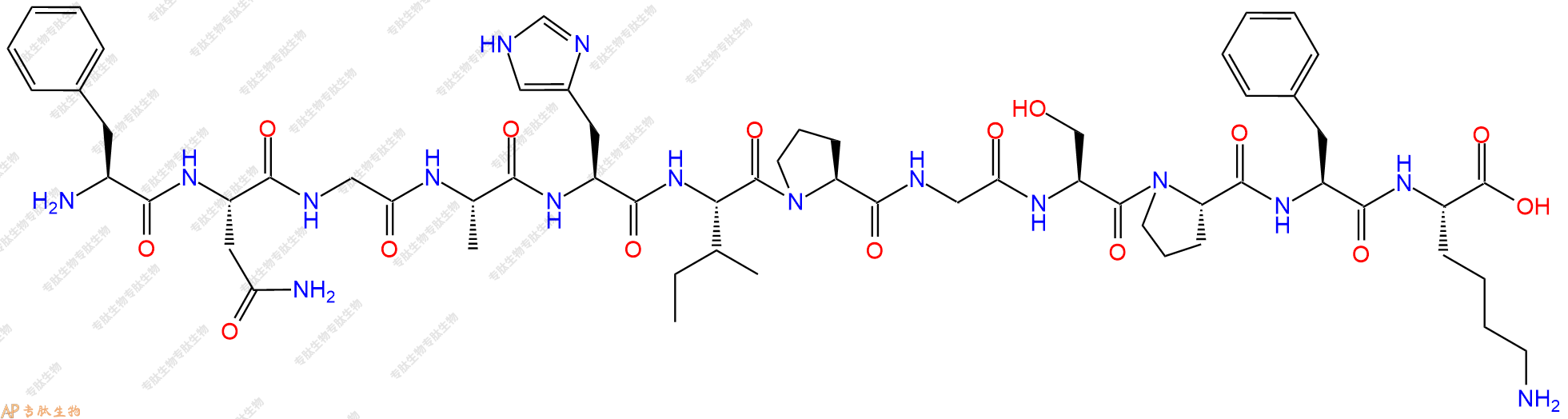 专肽生物产品H2N-Phe-Asn-Gly-Ala-His-Ile-Pro-Gly-Ser-Pro-Phe-Lys-COOH