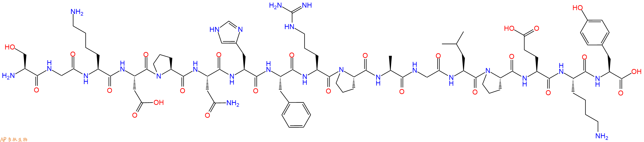 专肽生物产品H2N-Ser-Gly-Lys-Asp-Pro-Asn-His-Phe-Arg-Pro-Ala-Gly-Leu-Pro-Glu-Lys-Tyr-COOH