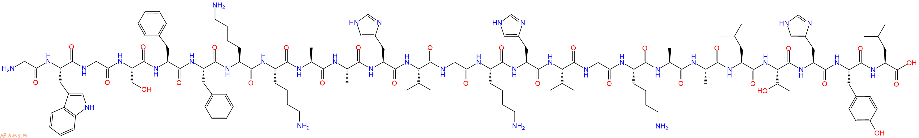 专肽生物产品H2N-Gly-Trp-Gly-Ser-Phe-Phe-Lys-Lys-Ala-Ala-His-Val-Gly-Lys-His-Val-Gly-Lys-Ala-Ala-Leu-Thr-His-Tyr-Leu-COOH