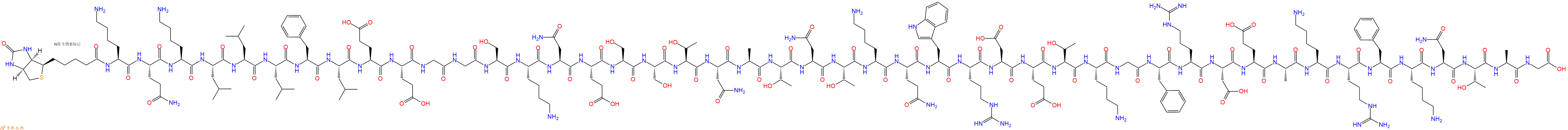 专肽生物产品Biotin-Lys-Gln-Lys-Leu-Leu-Leu-Phe-Leu-Glu-Glu-Gly-Gly-Ser-Lys-Asn-Glu-Ser-Ser-Thr-Asn-Ala-Thr-Asn-Thr-Lys-Gln-Trp-Arg-Asp-Glu-Thr-Lys-Gly-Phe-Arg-Asp-Glu-Ala-Lys-Arg-Phe-Lys-Asn-Thr-Ala-Gly-COOH