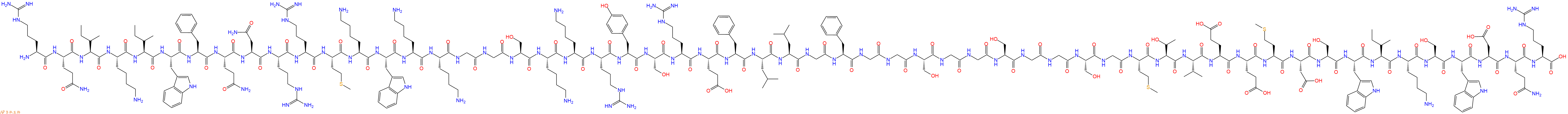 专肽生物产品H2N-Arg-Gln-Ile-Lys-Ile-Trp-Phe-Gln-Asn-Arg-Arg-Met-Lys-Trp-Lys-Lys-Gly-Gly-Ser-Lys-Lys-Arg-Tyr-Ser-Arg-Glu-Phe-Leu-Leu-Gly-Phe-Gly-Gly-Ser-Gly-Gly-Ser-Gly-Gly-Ser-Gly-Met-Thr-Val-Glu-Glu-Met-Asp-Ser-Trp-Ile-Lys-Ser-Trp-Asp-Gln-Arg-COOH