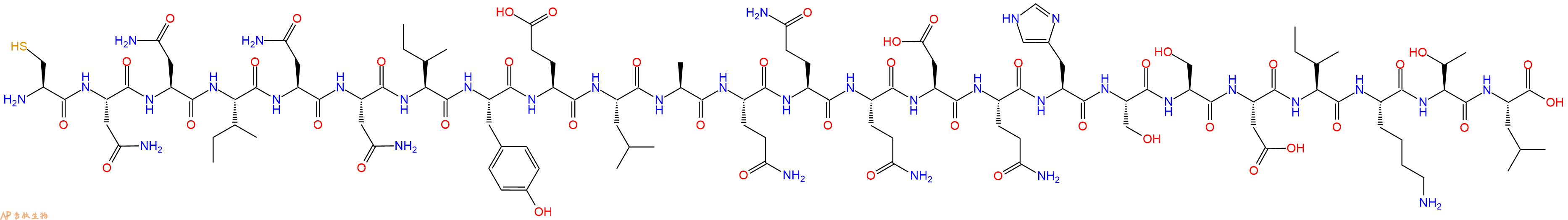 专肽生物产品H2N-Cys-Asn-Asn-Ile-Asn-Asn-Ile-Tyr-Glu-Leu-Ala-Gln-Gln-Gln-Asp-Gln-His-Ser-Ser-Asp-Ile-Lys-Thr-Leu-COOH