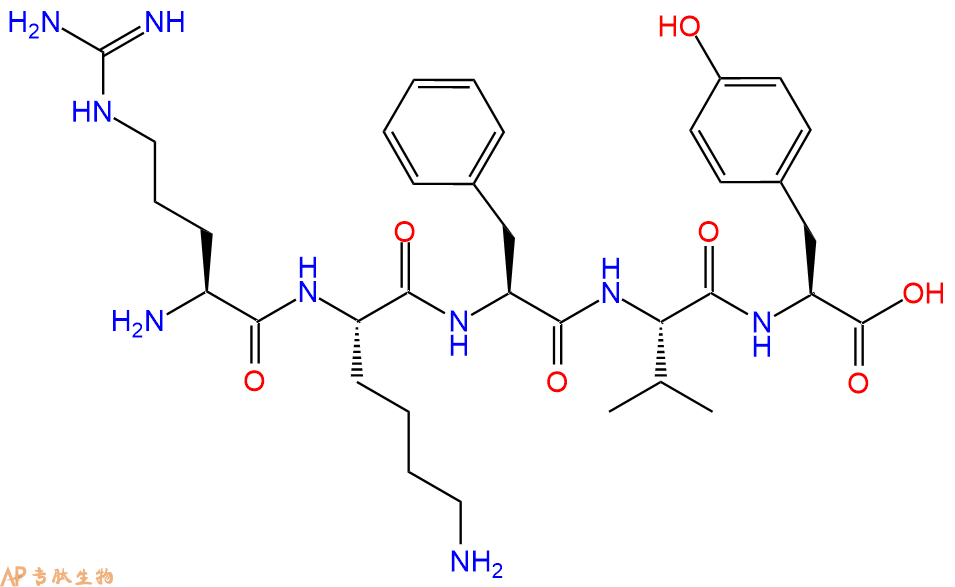 专肽生物产品H2N-Arg-Lys-Phe-Val-Tyr-COOH