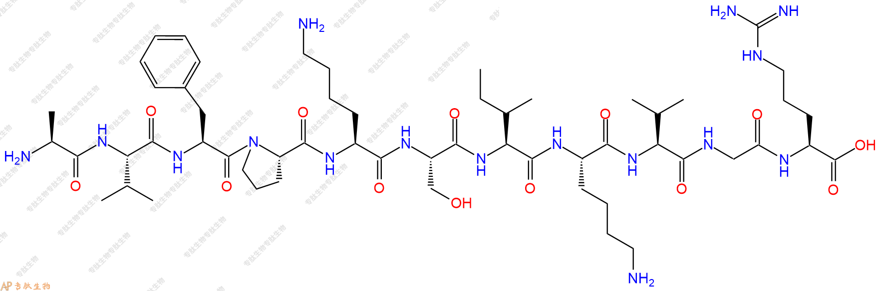 专肽生物产品H2N-Ala-Val-Phe-Pro-Lys-Ser-Ile-Lys-Val-Gly-Arg-COOH