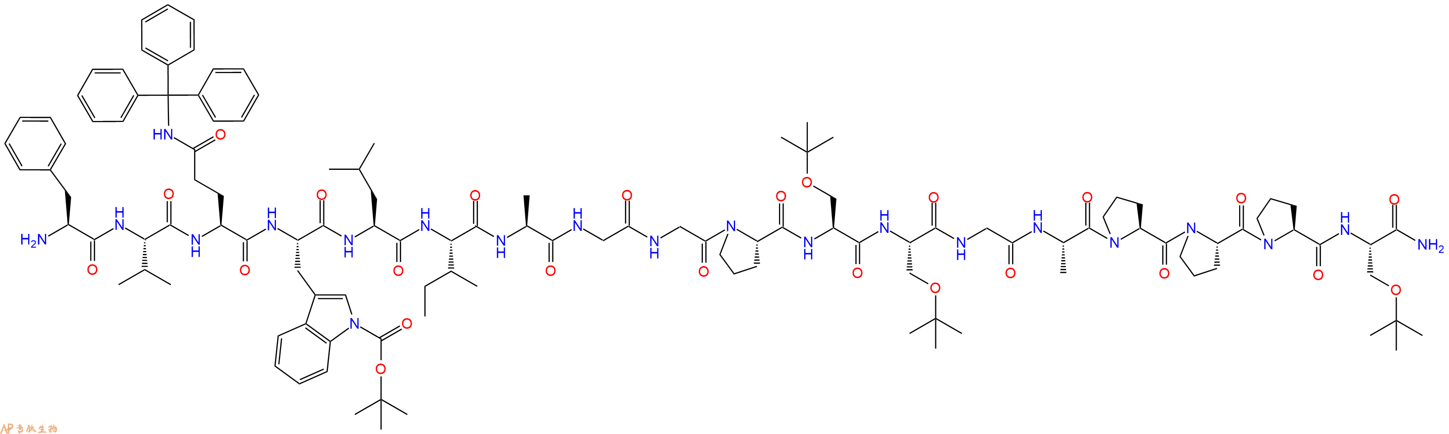 专肽生物产品H2N-Phe-Val-Gln(Trt)-Trp(Boc)-Leu-Ile-Ala-Gly-Gly-Pro-Ser(tBu)-Ser(tBu)-Gly-Ala-Pro-Pro-Pro-Ser(tBu)-NH2
